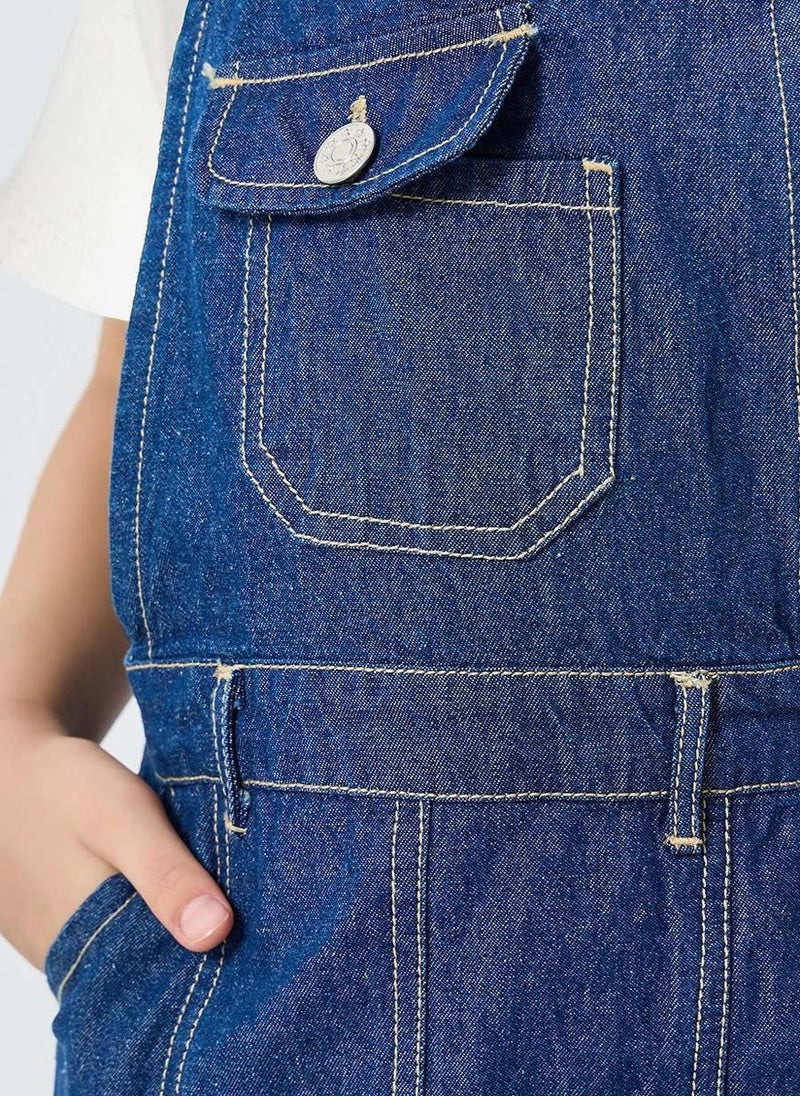 Styli Girls Denim Pinafore Dress - Image 3